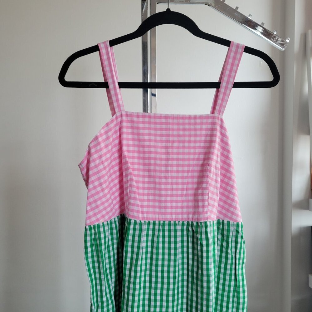 NWT- Crown & Ivy Gingham Color Block Tiered Maxi Smocked Back Dress (S: M) - Picture 11 of 15